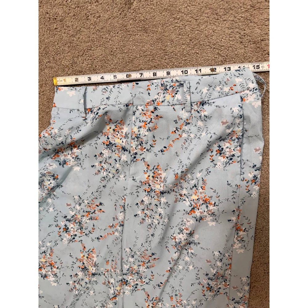 Women's Nasty Gal Size 8 Light Blue Floral Trousers Wide Leg Cottagecore Peasant